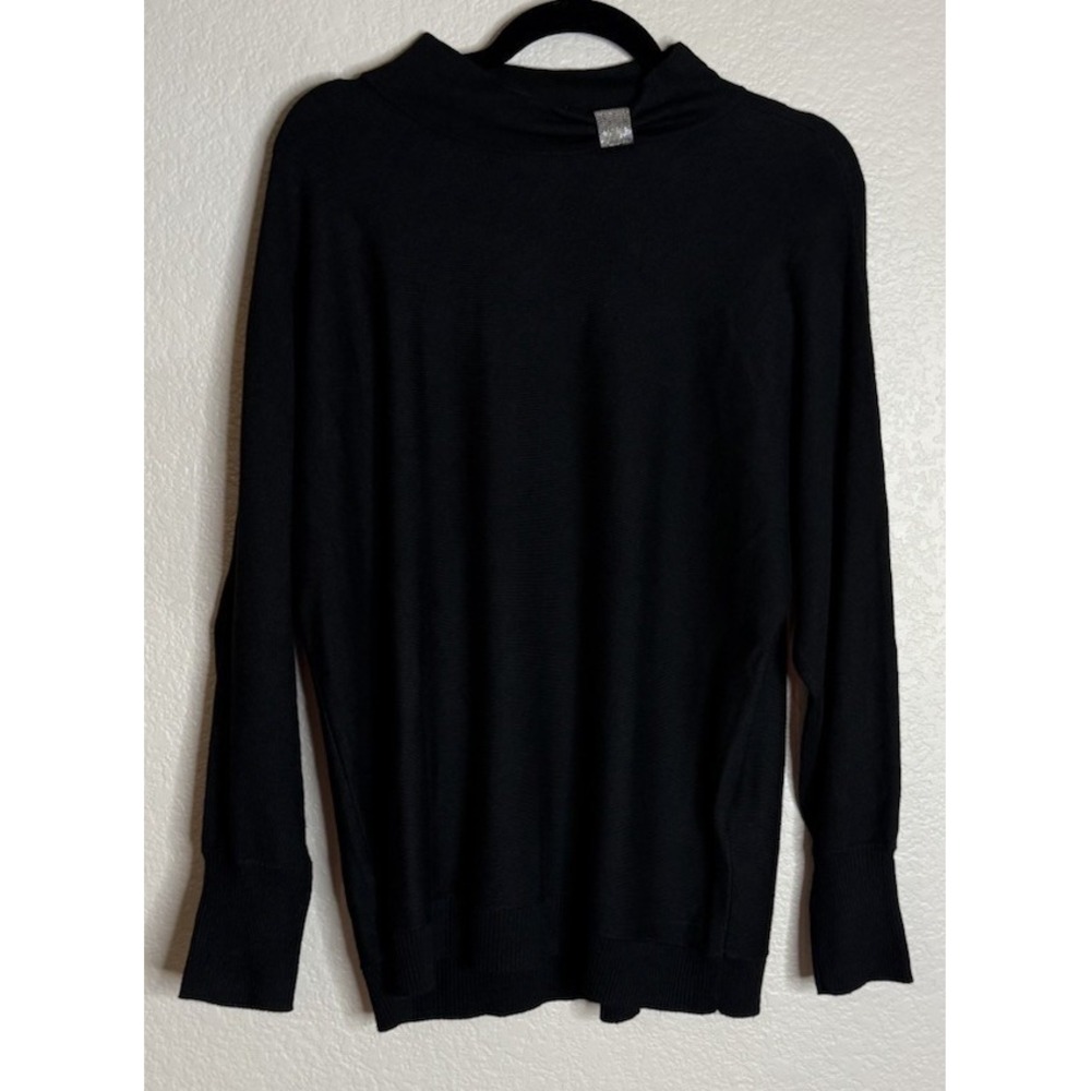 Chicos 3 US XL Sweater Black Mock Neck Rhinestone Embellished Cashmere Blend